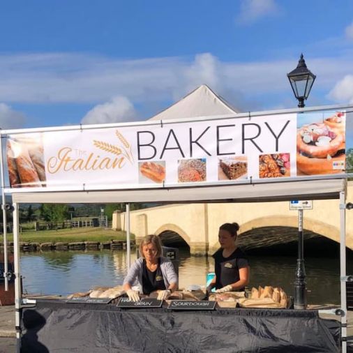 Our market stand by the river